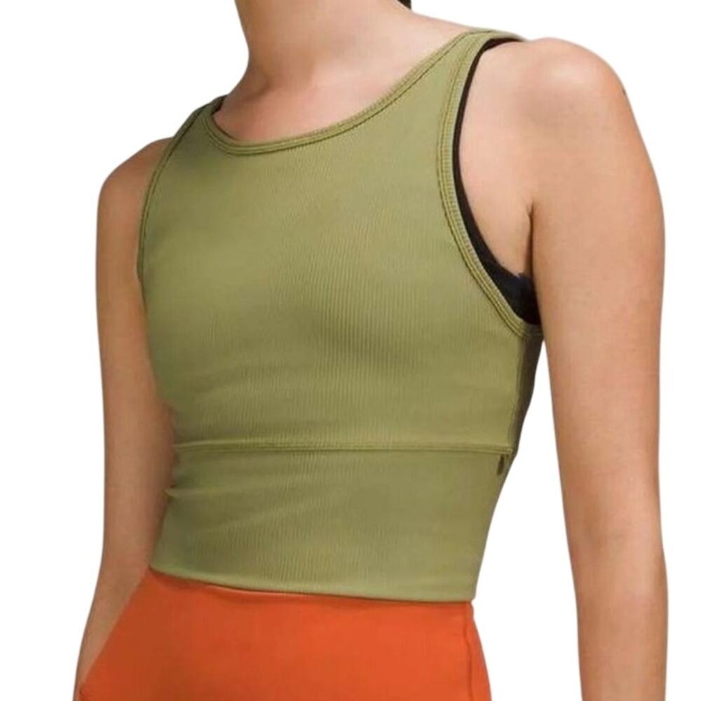Lululemon Green Power Pivot Ribbed Tank Top
